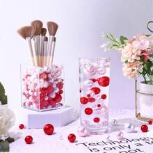 200克人造无孔漂浮珍珠,混合尺寸10毫米/16毫米/20毫米,可用于花瓶填充、婚礼装饰、漂浮蜡烛装饰、家居摆件,适合DIY婚礼、生日、主题派对、情人节、万圣节、圣诞节装饰(含水珠) - 紅色+白色+粉紅色 - 查看 3