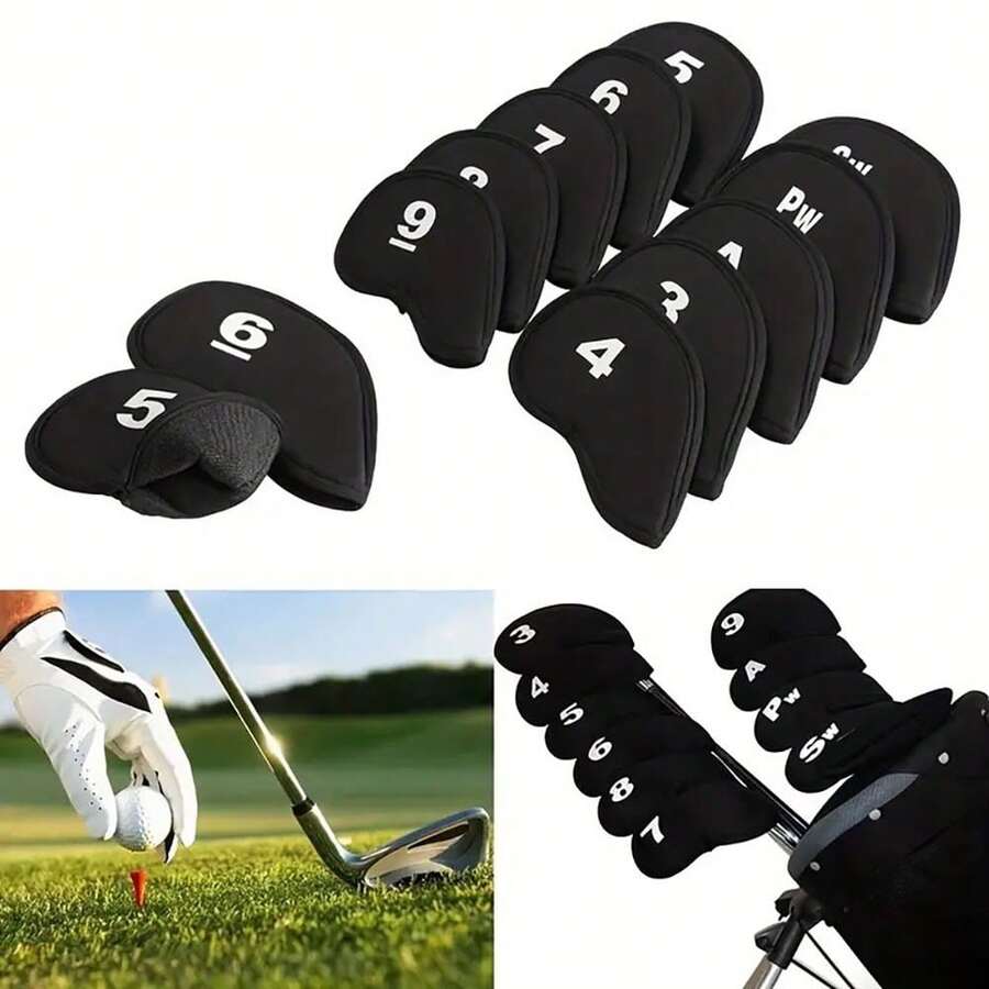 10pcs Golf Club Head Covers, Multi-Style Iron Club Leather Headcovers, High Quality Golf Club Head Protector Caps/Golf Club Covers/Iron Club Headcovers - Multicolor - View 1