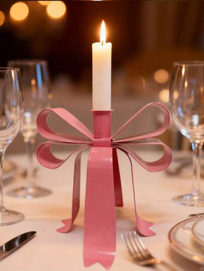 Bow Tie Candle Holder, Iron Bow Tie Candle Holder, Suitable For Candlelight Dinner Table Decor, Romantic Home Decor, Centerpiece For Dining Table, Living Room, Bedroom, Wedding, Engagement, Party, Valentine's Day, Mother's Day, Thanksgiving, New Year Decoration, Birthday Gift, Gift For Girlfriend, Surprise Gift