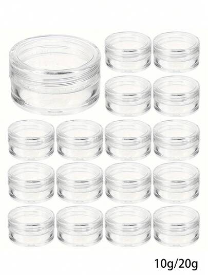 Transparent Plastic Jewelry Bead Storage Box Small Bottom Round Container Jars Make Up Organizer Storage Boxes,Transparent Plastic Jewelry Storage Organizer Boxes,Earring Pill Container Small Items Holder, Suitable For Beading Makeup Craft Projects, Stackable Design, Compact , Polished Surface, Small Items Organizer, Essential Gift For Travelers