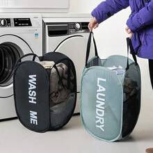 2Pcs Household Foldable Dirty Clothes Basket, Clothes Storage Basket ,Dirty Clothes Basket Barrel Laundry Basket Bathroom Dirty Clothes Storage Basket New Type Laundry Basket Foldable Popup Net Basket Dirty Clothes Basket With Handlelaundry Hamper,Washing Basketbathroom Organizer,Basket,Storage Basket,Foldable Laundry Basket - 彩色 - 查看 2