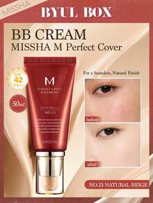 MISSHA M Perfect Cover BB Cream, 50ml, Lightweight & Breathable, Creates Natural Makeup Look, Hydrating Makeup Primer, SPF42, Full Coverage, Anti-Aging - màu nâu - Xem 1