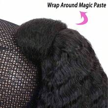 BINF Long Kinky Yaki Straight Ponytail Extension Human Hair With Wrap Around Magic Tape Brazilian Hair Clip In Extensions Kinky Straight Wrap Around Human Hair Ponytail For Women Yaki Kinky Straight Human Hair Wrap Around Ponytail Hair Piece With Clips - KinkyStraight Wrap Around Ponytail - 查看 7