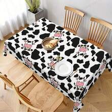 1pc Disposable Tablecloth With Cow Farm Animal Theme, Black & White Cow Print Pattern, Suitable For Young People's Birthday, Party And Picnic, Black/White Plastic Rectangle Cover - Multicolor - View 11
