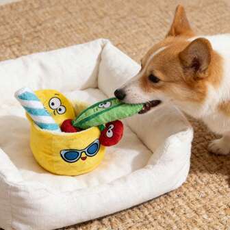 Juguetes de peluche interactivos para perros contra el aburrimiento, juguetes de peluche con chillido para escondite y búsqueda, taza dispensadora de premios con diseño de verduras, juguetes y mordedores para cachorros y perros pequeños y medianos, juguete de olfateo para estimulación mental de perros