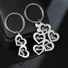Custom Family 1-5 Names Keychain, Personalized Heart-Shaped Multi-Name Pendant, Stainless Steel Golden Keyring, Women's Fashion Jewelry, Christmas Gift Idea, Single, Decorative, Ladies Keyring, Round Ring Clasp Personalized Tree Of Life Keychain