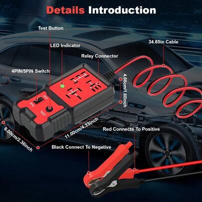 Red Relay Tester 12V Universal Electronic Automotive Car Circuit Detector Battery Checker Auto Repair Tool With 4PIN & 5PIN Test Features