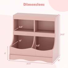 Lifezeal Toy Storage Organizer For Toys & Books 4-Cubby Kids Bookcase For Children's Room White/Pink/Gray - Pink - View 2