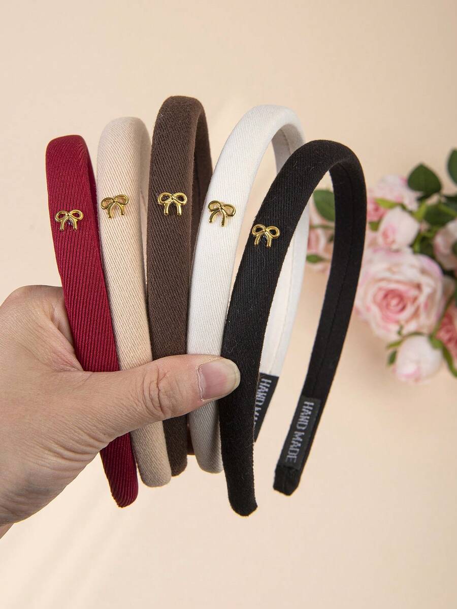 Bộ 3 băng đô cài tóc nơ vàng tối giản, bùa may mắn năm mới 2026 (Màu đỏ/màu be/phụ kiện tóc, trang trí tóc hàng ngày và lễ hội cho bé gái) - Nhiều màu - Xem 1