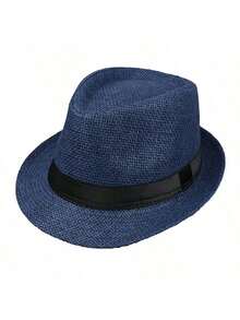 1pc Wide Brim Sun Hat For Men, Beach Hat, Straw Hat, UV Protection, Fashion & Versatile