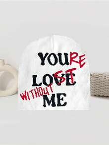 情人节情侣帽，时尚“你爱我”字母设计，秋冬户外骑行帽，保暖针织帽，Y2K街头风，秋冬美学 - YOU LOVE ME - 查看 10