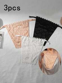3pcs Women's Black & White Floral Lace Detachable Modular Bra Cover Camisole Collar - Multicolor - View 2