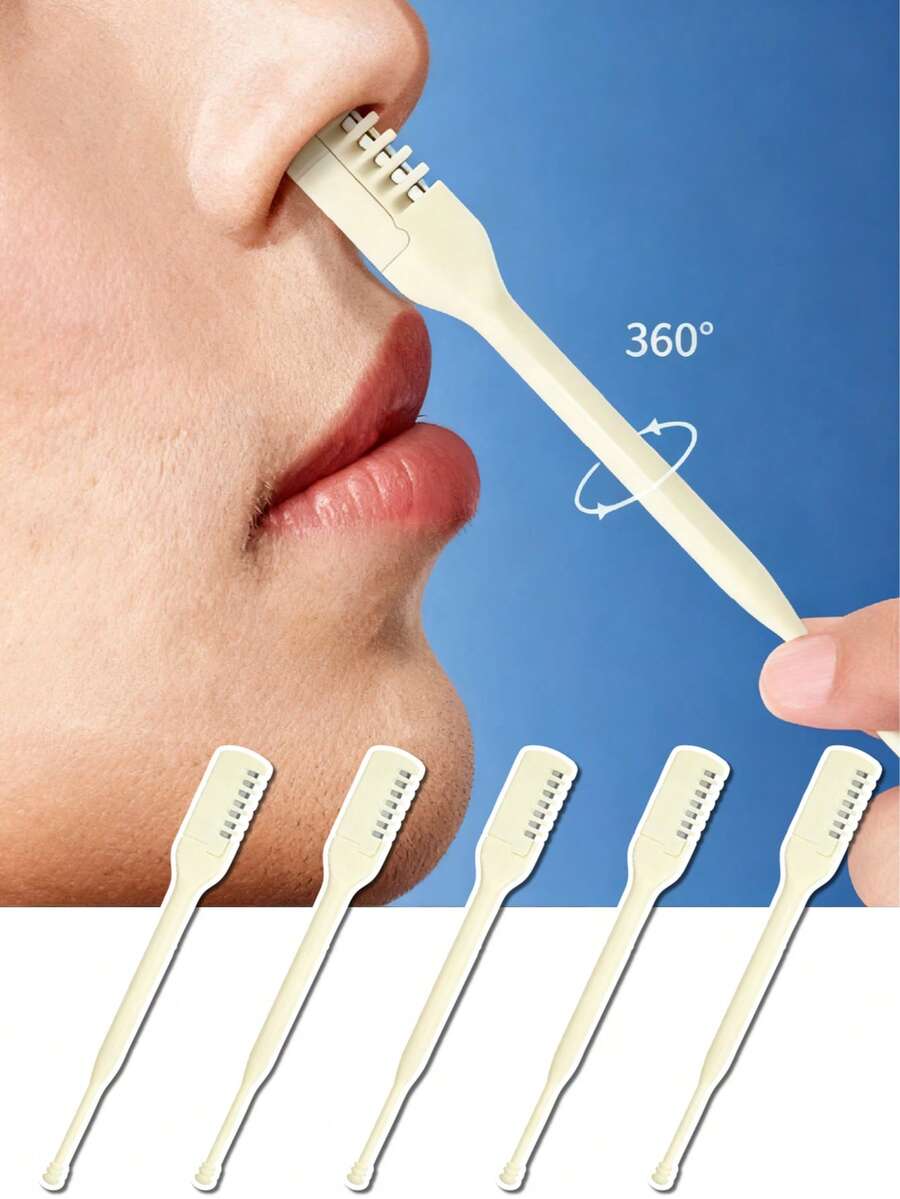 10pcs Portable Manual Nose Hair Trimmer Set, 360° Rotating Dual-Head Precise Nose & Facial Hair Removal Tool, Gentle & Painless Grooming Kit, Unisex, Compact Beauty Tool For Travel & Daily Care - Multicolor - View 1