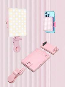 1pc 3-In-1 Adjustable Color Temperature (White/Warm White) & Brightness Selfie Ring Light, Portable, Type-C Charging, Suitable For Photography, Video Conferencing, Makeup, Live Streaming, Compatible With Phones, Cameras, Laptops, IPads, Available In Pink/White/Black/Purple - Multicolor - View 8