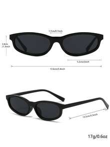 1副女士塑料椭圆形小框经典复古优雅简约休闲日常百搭嘻哈欧美ins风时尚眼镜，适合街拍 - 彩色 - 查看 2