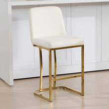 JIEMAX 1/2 Pack Modern White Velvet Bar Stools - Plush Padded Seat | Glam Gold Metal Frame | For Kitchen Island & Home Bar - 黑色 - 查看 4