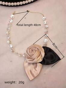 قلادة زهرة الشمبانيا الساتان الفرنسية الأنيقة قطعة واحدة، إكسسوار مجوهرات العروس، مناسبة لتصوير الزفاف، مواعيد الحديقة، العشاء الرومانسي، الحفلات، عيد الحب - متعدد الألوان - مشاهدة 5