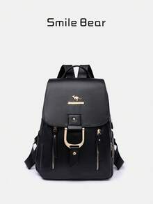 防盗PU皮女士双肩包，时尚翻盖双肩包，轻便迷你旅行包，多功能书包，便捷一体式日常包，适合学生、教师、护士、上班族、旅行爱好者、徒步、露营、度假、通勤等场合。 - 黑色 - 查看 7