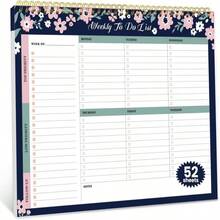 Weekly To Do List Notepad With 52 Undated Sheets(85"*11")- Undated Weekly Planner Notepad For Office Desk Accessories And Supplies - Midnight Lilac - ColorD - View 1