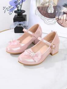 2026 All Season British Style Campus Student Shoes / Ballet Princess Thick Sole Teenage Performance High Heels - Pink - View 2