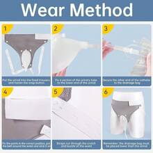 Men Wearable Urine Bag, Adult Portable Reusable, Bedridden Elderly Urinal With Urine Bag 2000ML+1000ML, Black - 灰色 - 查看 8