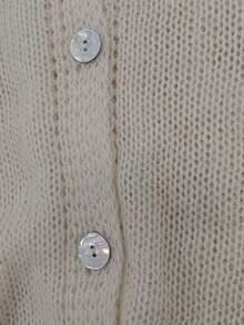 Plus Size Women New Cardigan Fashion Rejuvenating Lantern Sleeve Knit Jacket - Apricot - View 5