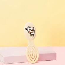 Miniso 1件装可折叠梳子和镜子套装（骨梳款） - 黄色便携式卡通印花化妆刷和梳妆工具 - 黃色 - 查看 2