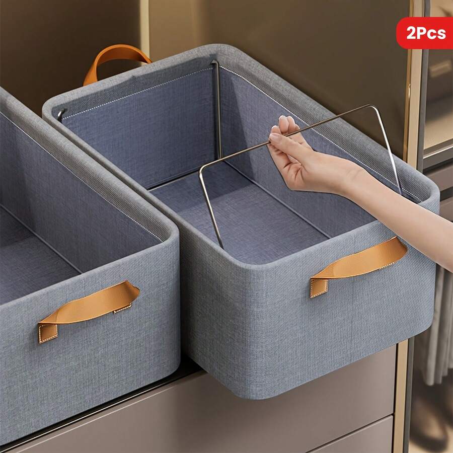 2-Pack Caja De Almacenamiento Plegable Con Marco De Metal, Caja De Almacenamiento De Tela Para El juego, Caja De Almacenamiento De Ropa, Caja De Gran Capacidad, organizador Que Ahorra Espacio Para Armario/Armario/Dormitorio, Almacenamiento De La Cama - A2-2 - Ver 1