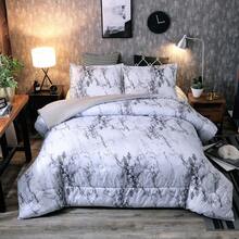 3Pcs Grey  Comforter Sets -AU Double Queen King Bedding Set With Two Pillowcases,Soft & Comfortable With Polyester Filling, Machine Washable, Suitable For Bedroom, Home Dorm Decoration, ,Wedding Items,Valentines Day Home Bed Room Decor,Easter Ramadan Gifts,All Season - 淺灰色 - 查看 5