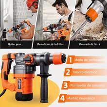 Rotomartillo Cincelador Perforador Con 2200w Naranja - Naranja - Ver 5