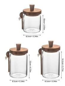 1pc Coffee Bean Storage Jar, Glass Jar With Wooden Lid, Moisture-Proof Spice Jar, Kitchen Dry Goods Storage Container - Multicolor - View 3