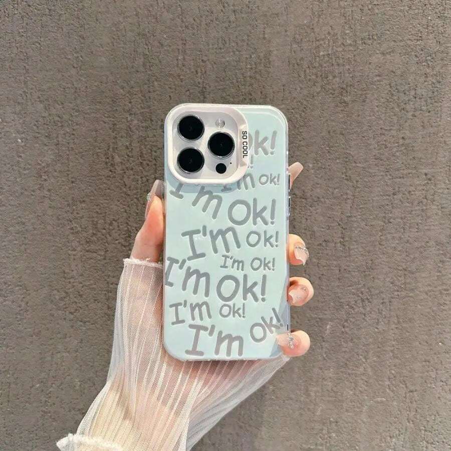 1 pieza funda de teléfono de moda de color azul claro con diseño tipográfico de mensaje de ánimo, ideal para chicas modernas. Material suave resistente al agua y a caídas. Compatible con Apple 11 Pro Max, 12 Pro Max, 13 Pro Max, 14 Pro Max, 15 Pro Max, 16 Plus, 16 Pro Max, Galaxy S21, S22, S23, S24 Ultra, Redmi Note 13, 14, Pura 70, OPPO Reno 11, Honor X9, Pixel 7. - Blanco - Ver 1