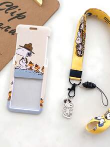 SNOOPY 1件装史努比卡通旅行系列证件卡挂绳套装，适用于学生餐卡、门禁卡、公交卡、包包配件，也是生日礼物、节日礼物、学习用品和返校礼物的绝佳选择（休闲风格） - 彩色 - 查看 4