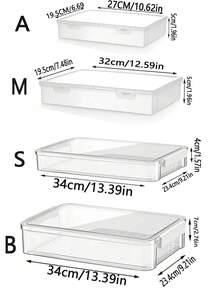 1 Pieza Caja de archivo transparente tamaño A4 con asa, Caja de almacenamiento de plástico PET, Portaidentificación, Contenedor de almacenamiento apilable y portátil para papeles, revistas, fotos y documentos, Organizador de caja transparente apto para el hogar, oficina y escuela - transparente - Ver 6