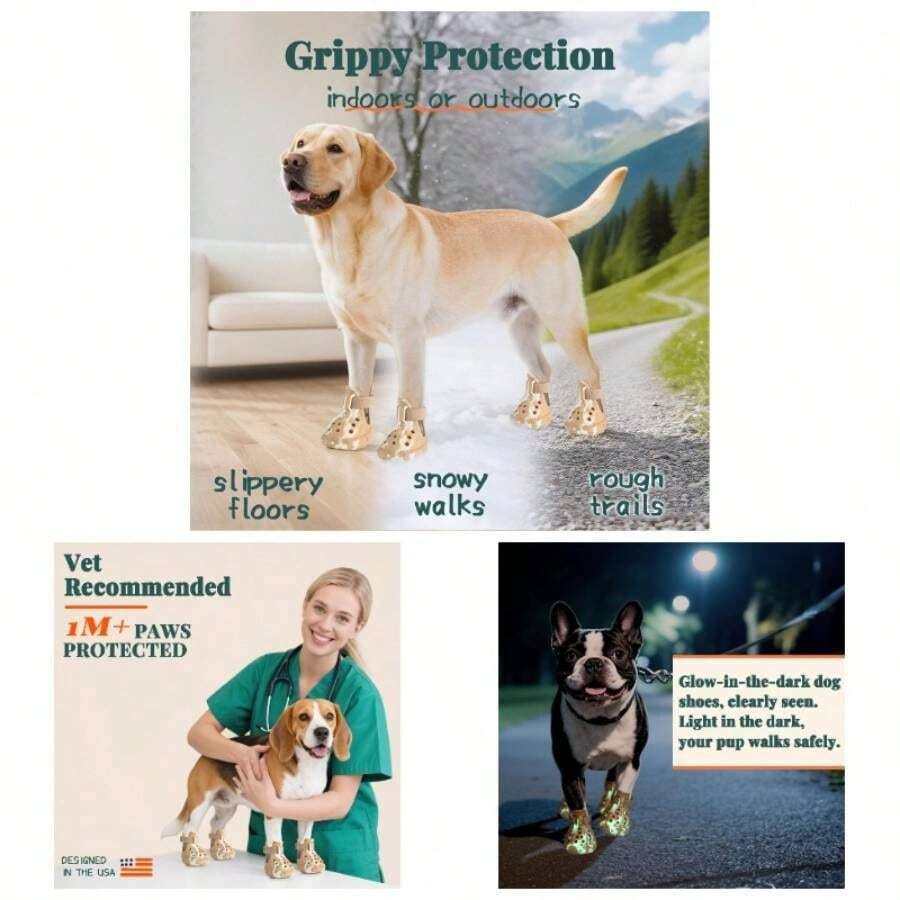 Dog Shoes Hot Summer Pavement, Dog Shoes Large Dogs, Waterproof Dog Boots Paw Protectors, Non - Slip Dog Rain Booties, Easy Clean Sandals Beach Brown Size 10 - 棕色 + #10(寬度 2.756 英吋),適用於 75-93 磅的貓. - 查看 1
