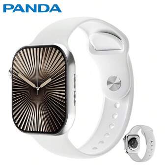PANDA Smartwatch S10 para mujeres, original, IP68 resistente al agua, pantalla grande HD de 2.08", llamadas Bluetooth, medición de presión arterial, reloj de fitness, deportes, podómetro, alarma, monitor de sueño, reloj inteligente para Android e iOS, batería incorporada de 380mAh, adecuado para uso diario, ejercicio y regalo