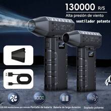 Pistola sopladora de aire de alta velocidad, miniventilador turbo recargable inalámbrico para teclados, PC, coche, hogar y exteriores, reemplaza las latas de aire comprimido - Negro - Ver 8