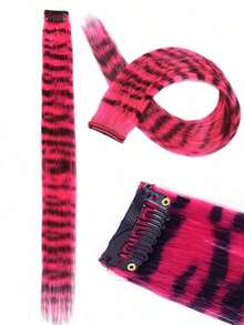 Leopard Pattern Mix Color Clip-In Hair Extensions, Y2K Streetwear Style Claw Clips Hair Claws Hair Barrettes, School Stuff, Hair Accerssories - Multicolor - View 7