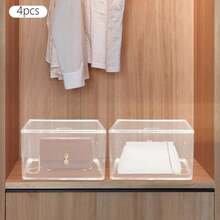 SanBouSi 4PCS Stackable Storage Boxes PET Display Box Clear Handbag Storage Organizer For Handbag Shoes Toys Artwork Cameras - Clear - View 3