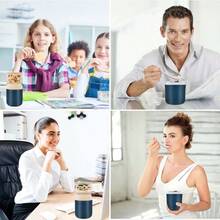 Müsli-Becher zum Mitnehmen, 300 + 400 ml, Lunchbox, Joghurtbecher, Kaffeetasse, auslaufsicherer Suppenbehälter, Plastikbecher für Kinder, Büroangestellte, Frühstück, Arbeit, Schule, Picknick, Reisen, Blau - Pink - Übersicht 5