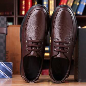 New Casual Height Increasing Leather Shoes, Men's Genuine Leather Outdoor Sports Shoes