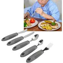 Utensilios Adaptativos para Temblores en las Manos, Artritis y Parkinson, Juego de Cubiertos de Acero Inoxidable con Cuchillos Pesados, Utensilios para Comer para Discapacitados - / - Ver 5