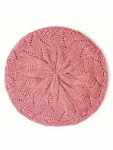1/2pcs Women Knitted Casual Everyday Beret Hat, Solid Color Fashion Versatile Cap,Summer,Beach - Multicolor - View 10