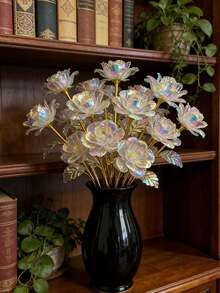 2/5 bông hoa hồng vĩnh cửu và hoa pha lê sống động như thật, thích hợp trang trí nhà cửa/văn phòng/đám cưới/Ngày Valentine/Ngày của Mẹ. Thích hợp cho năm mới, đám cưới, Ngày Valentine, sinh nhật, kỷ niệm - Trang trí bàn tiệc thanh lịch, bó hoa cưới và đồ trang trí - Hoa hồng bền lâu, hoa hồng nhân tạo nhiều màu sắc rực rỡ để trang trí nhà cửa, kèm thiệp chúc mừng, hoàn hảo cho Ngày Valentine và nhiều ngày lễ khác, trang trí hoa. - Nhiều màu - Xem 12