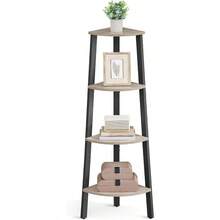 Ladder ShelvesVASAGLE Estantería de Esquina 4 Niveles Marco de Acero para Salón Dormitorio Balcón Industrial Greige y Negro MLLS034M01 - GreigeNegro - Ver 1