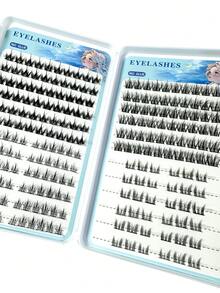 240 Clusters 4 Natural Self-Adhesive False Eyelashes - Mixed Length CC Curly Eyelashes, Containing Sunflower, Trilogy, And Camellia Style Cat Eye False Eyelashes, Messy Appearance, No Glue Needed - C - View 3