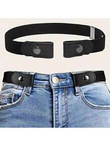 1pc Invisible Belt Lady's Casual Stretch Stretch Stretch Jeans Belt Summer, School Fall, Autumn, Halloween Christmas Invisible Waist Belt, Loose Elastic Waist Circumference, Adjustable Buckle For Women, Elastic Denim Belt For Men, Waist Tightening Waistband Device - 彩色 - 查看 1