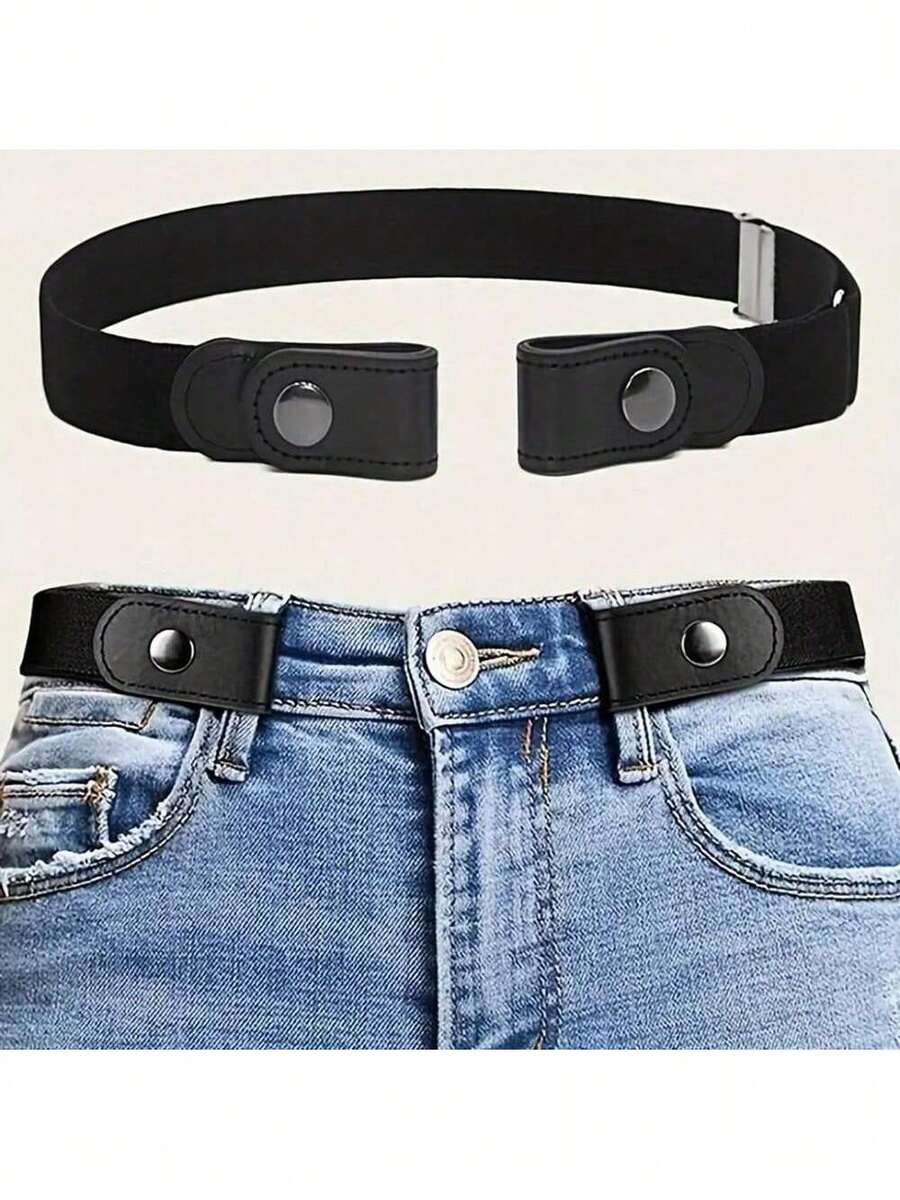 1pc Invisible Belt Lady's Casual Stretch Stretch Stretch Jeans Belt Summer, School Fall, Autumn, Halloween Christmas Invisible Waist Belt, Loose Elastic Waist Circumference, Adjustable Buckle For Women, Elastic Denim Belt For Men, Waist Tightening Waistband Device - 彩色 - 查看 1