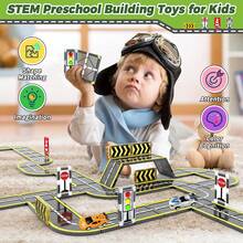 27/40/52 Pcs Magnetic Building Tiles Road Set, Yellow Traffic System, Children's Road Building Educational Toy, Suitable For 3+ Years Old, Great Birthday Gift - Multicolor - View 3
