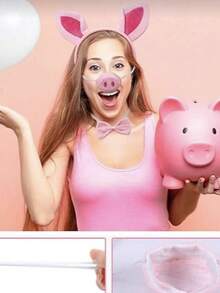 1件/4件/5件套小猪服装套装，包含猪耳朵头箍、尾巴、鼻子、领结和其他动物服装配饰，粉色小猪角色扮演套装。无论是万圣节、角色扮演大会、小猪主题生日派对，还是充满想象力和乐趣的游戏日，这款时尚的动物服装配饰都是与朋友们一起装扮成可爱小猪的完美选择。它也是送给喜欢装扮和玩乐的朋友和家人的绝佳礼物。情人节服装 - 彩色 - 查看 7